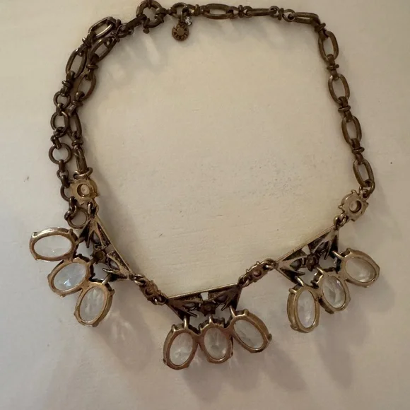 J.Crew Vintage Crystal Statement Necklace – Pearl & Faceted Glass Teardrops - Picture 3 of 3